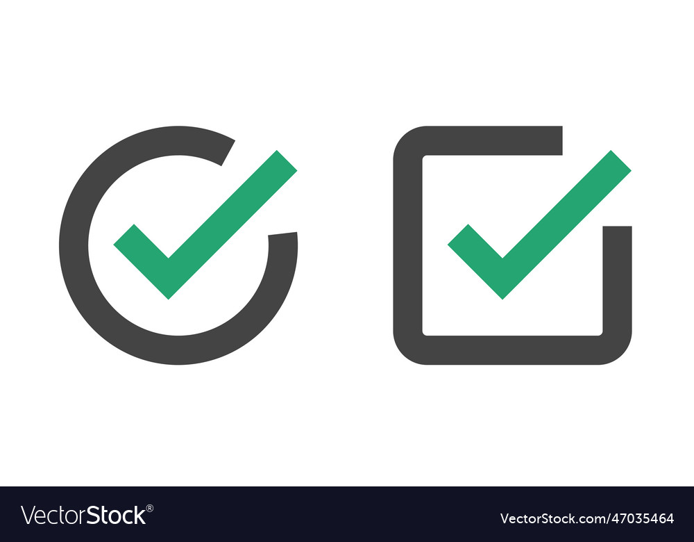 Round checkbox and square icon set