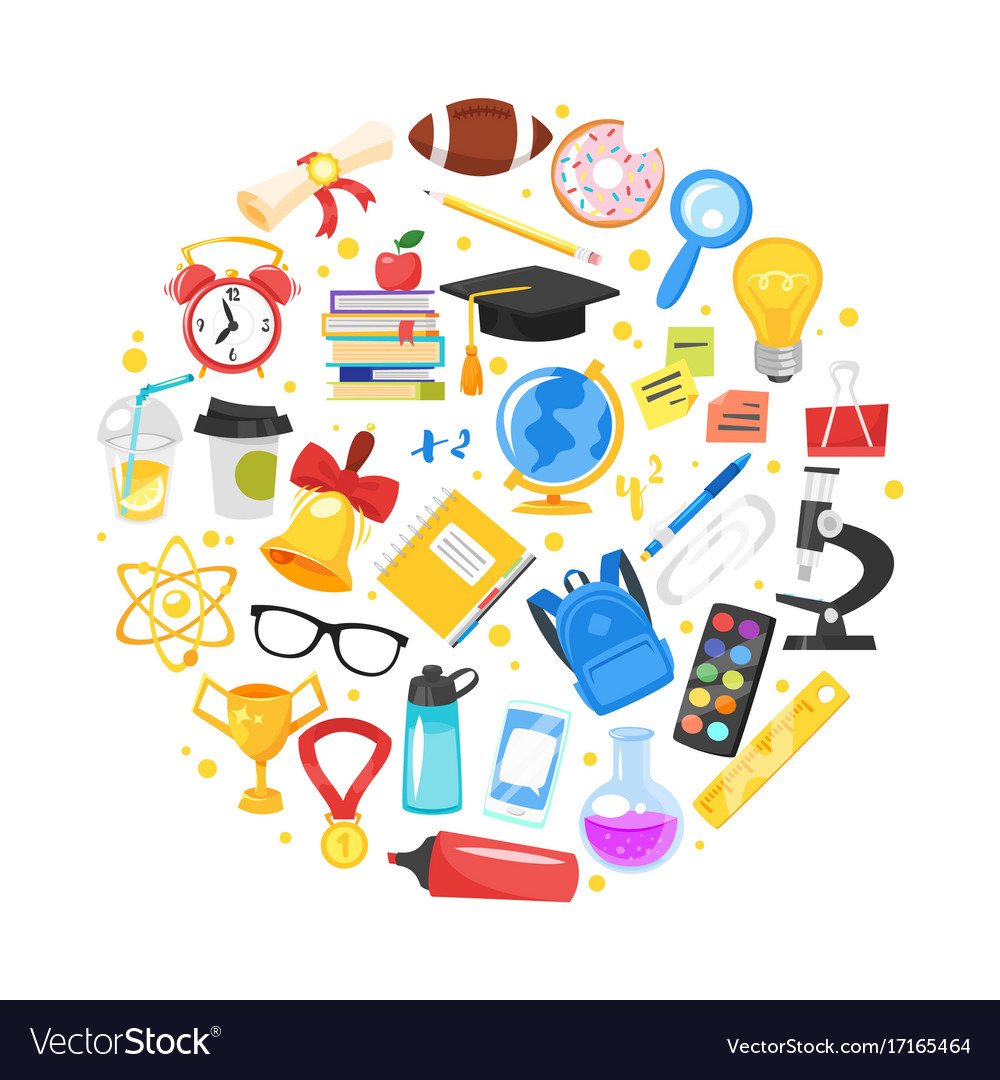 Round composition of school symbols