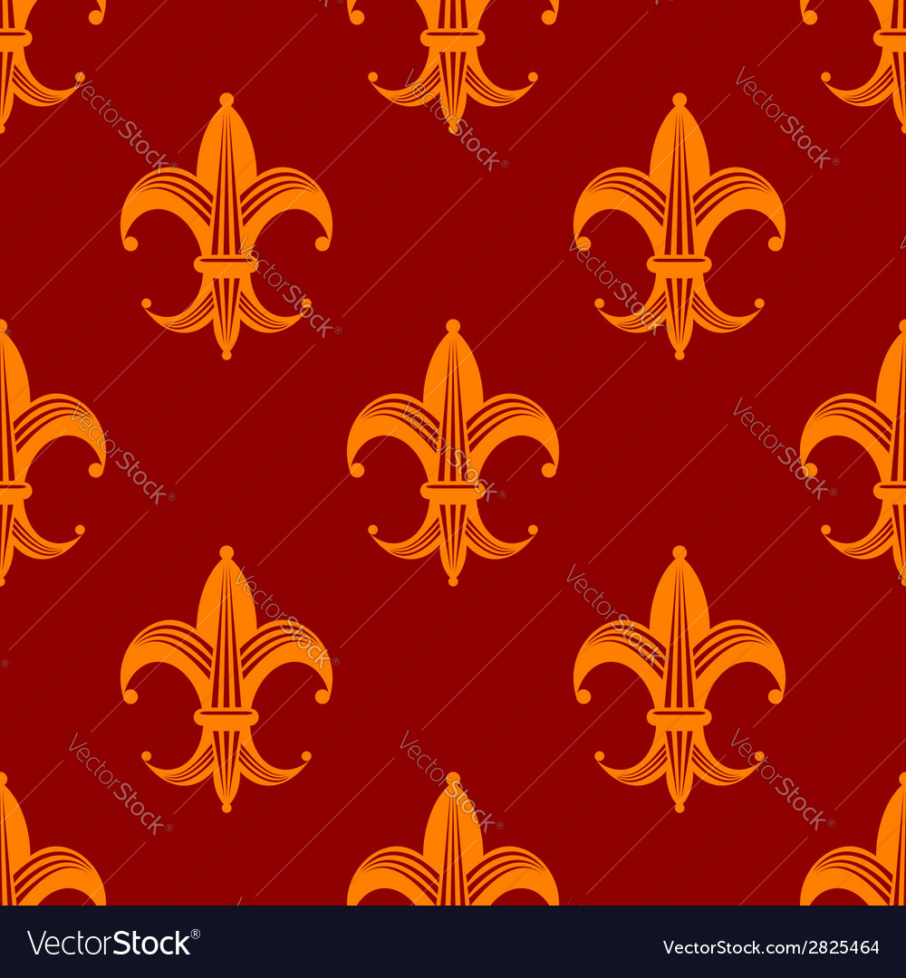 Seamless fleur de lys royal orange pattern Vector Image