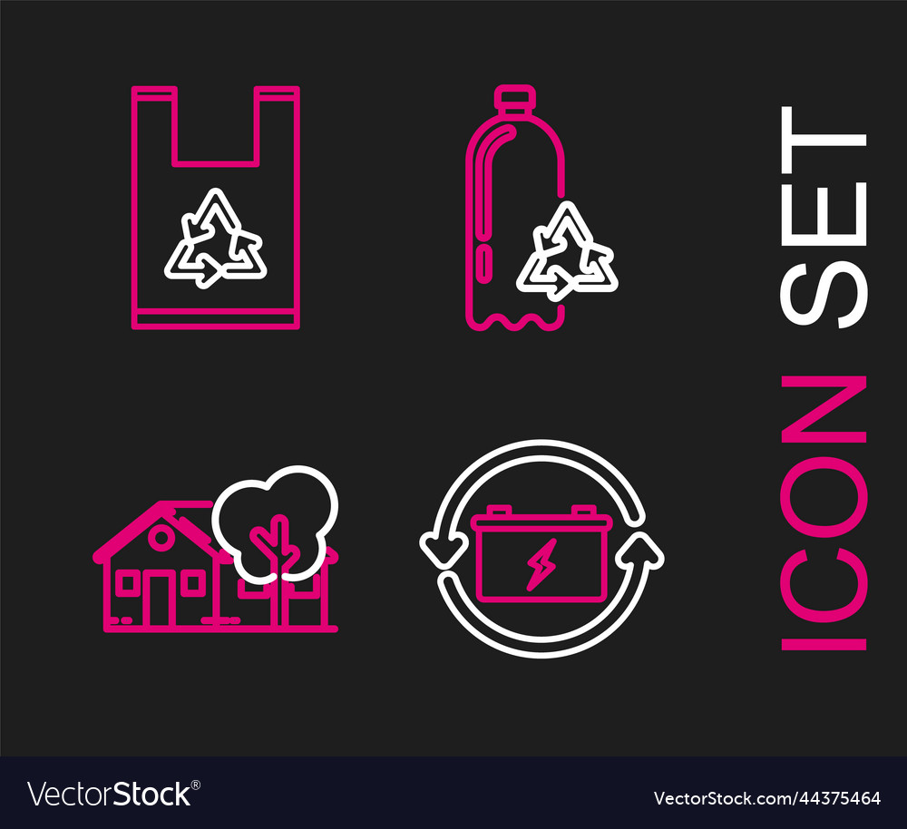 Set line battery with recycle symbol eco friendly vector image Set line battery with recycle symbol eco friendly