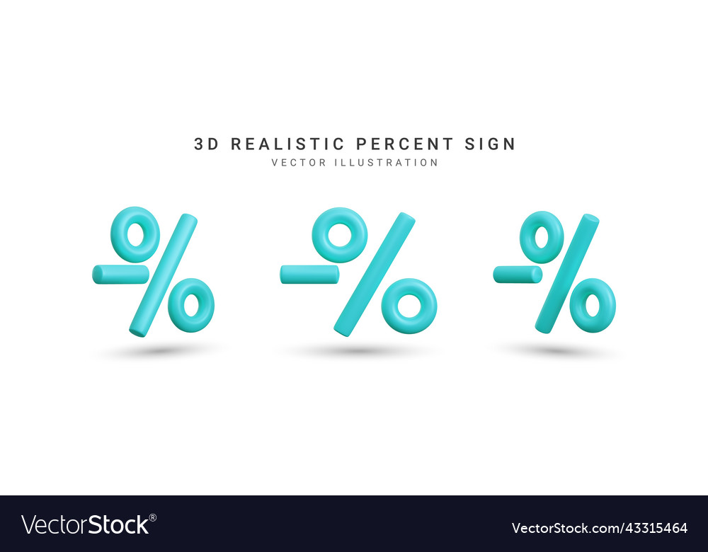 Set of 3d rendering percent sign element vector image Set of 3d rendering percent sign element