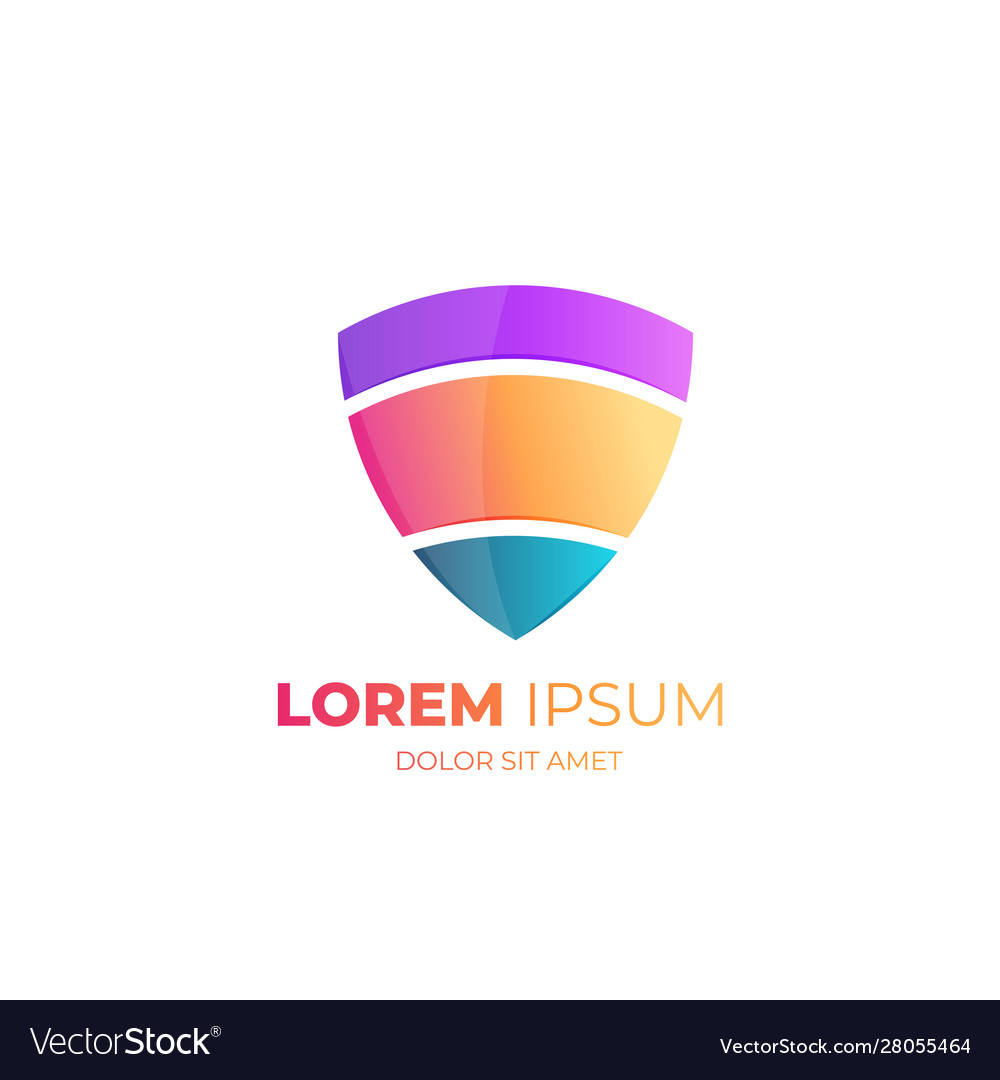 Shield logo design with colorful gradient vector image Shield logo design with colorful gradient