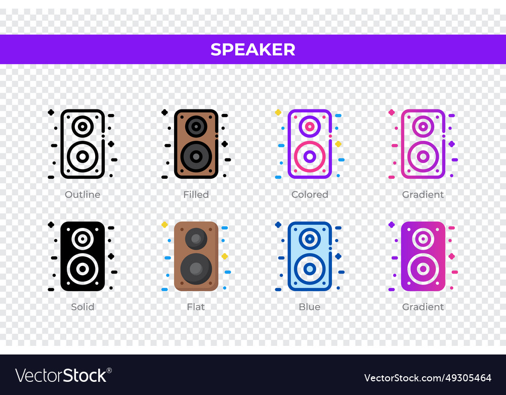 Speaker icons in different style vector image Speaker icons in different style