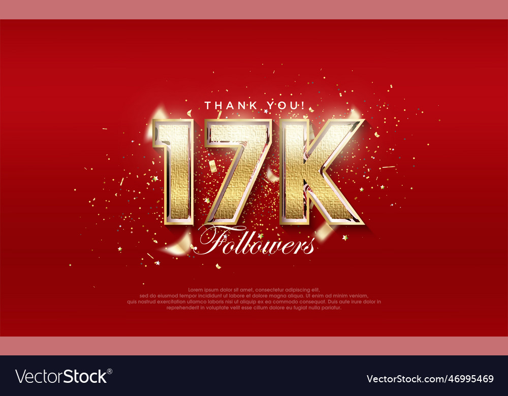 17k followers celebration number with shiny Vector Image