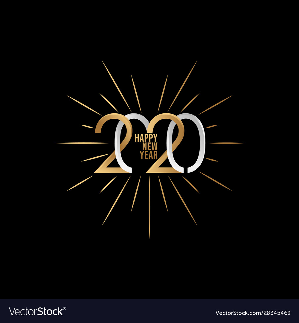 2020 colorful text isolated on black background vector image 2020 colorful text isolated on black background