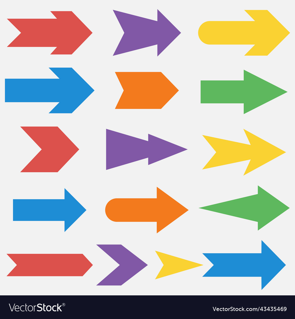A set of bright multi-colored arrow Royalty Free Vector