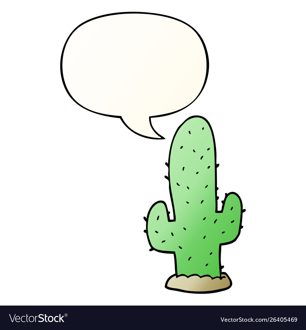 Cartoon cactus and speech bubble in smooth Vector Image