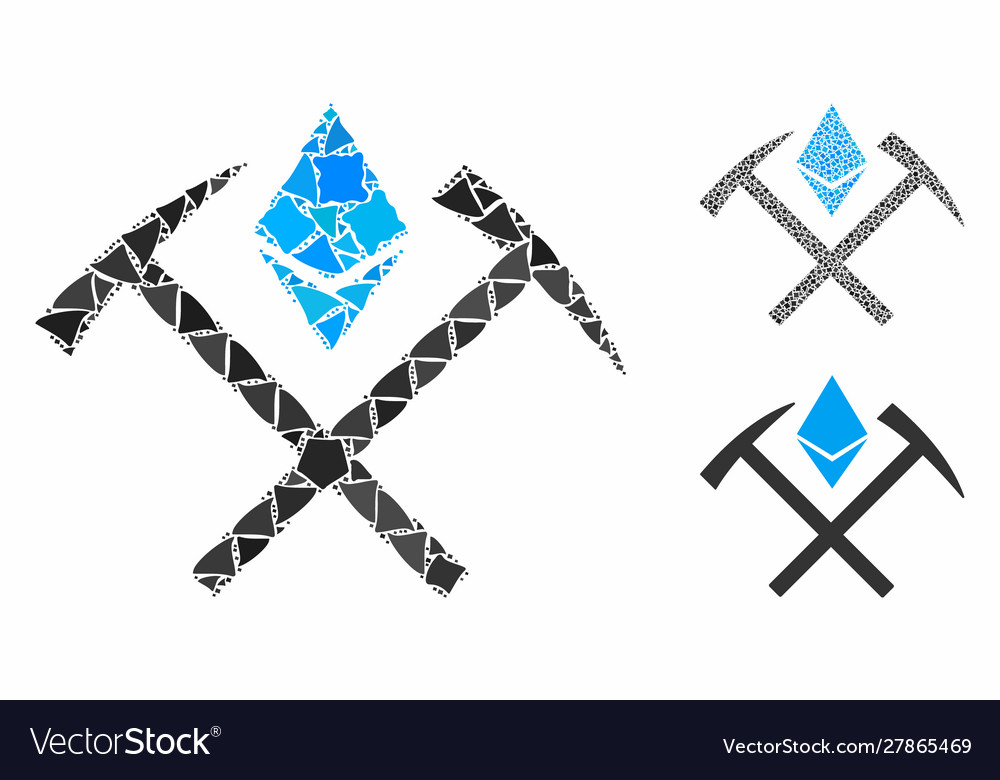 Ethereum mining hammers mosaic icon humpy items vector image Ethereum mining hammers mosaic icon humpy items
