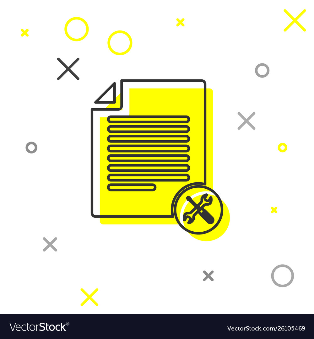 Grey line file document with screwdriver vector image Grey line file document with screwdriver