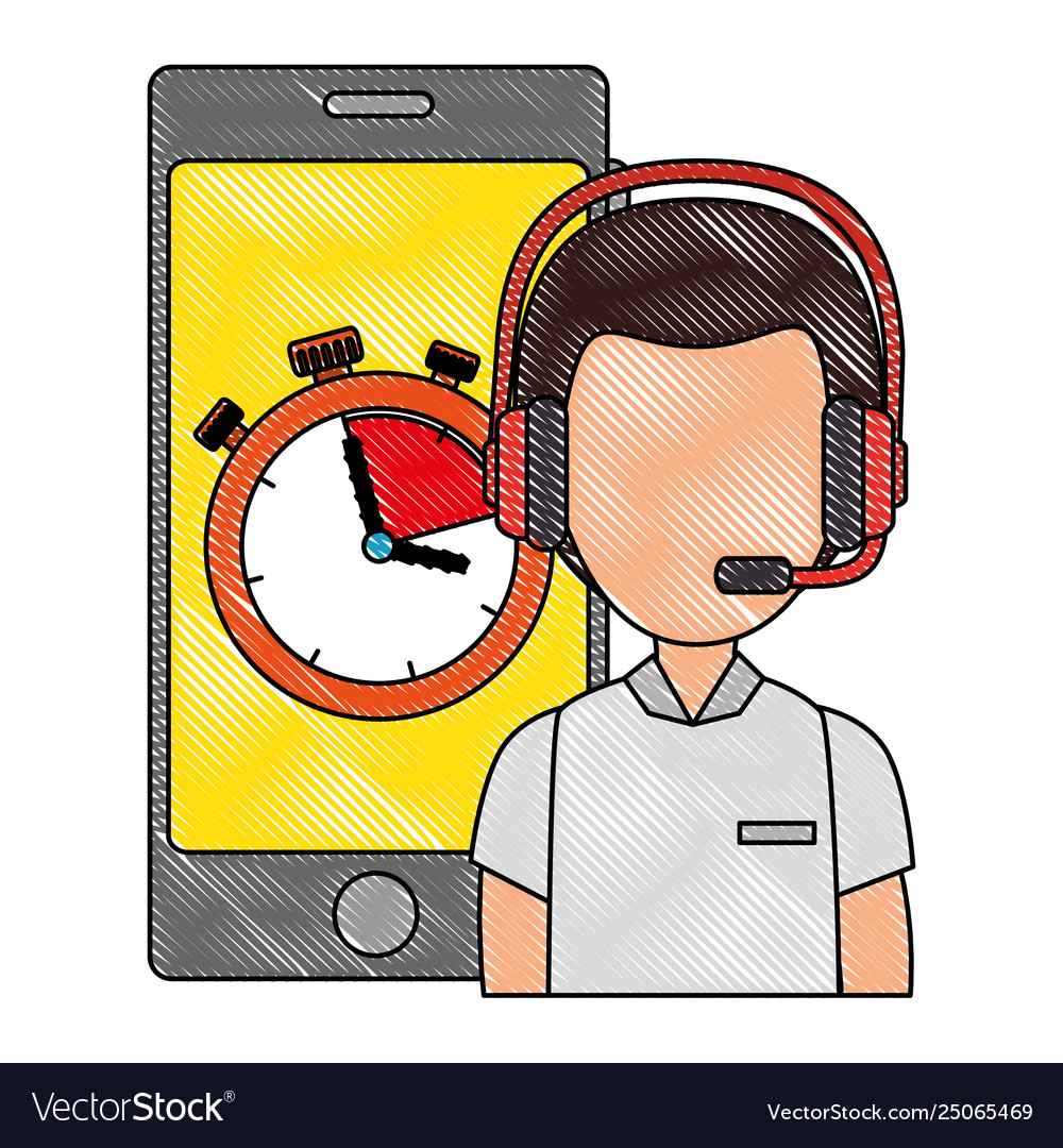 Logistic worker with smartphone and chronometer vector image Logistic worker with smartphone and chronometer