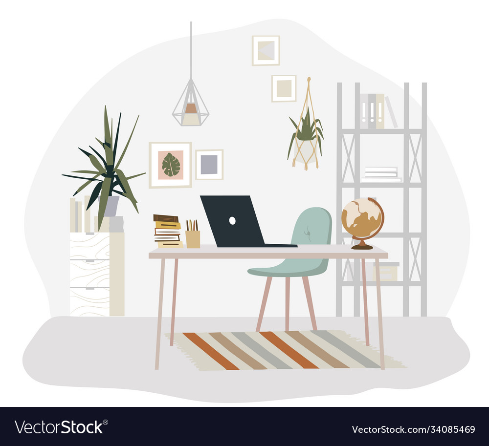 Minimal Modern Bohemian Style Interior Home Vector Image