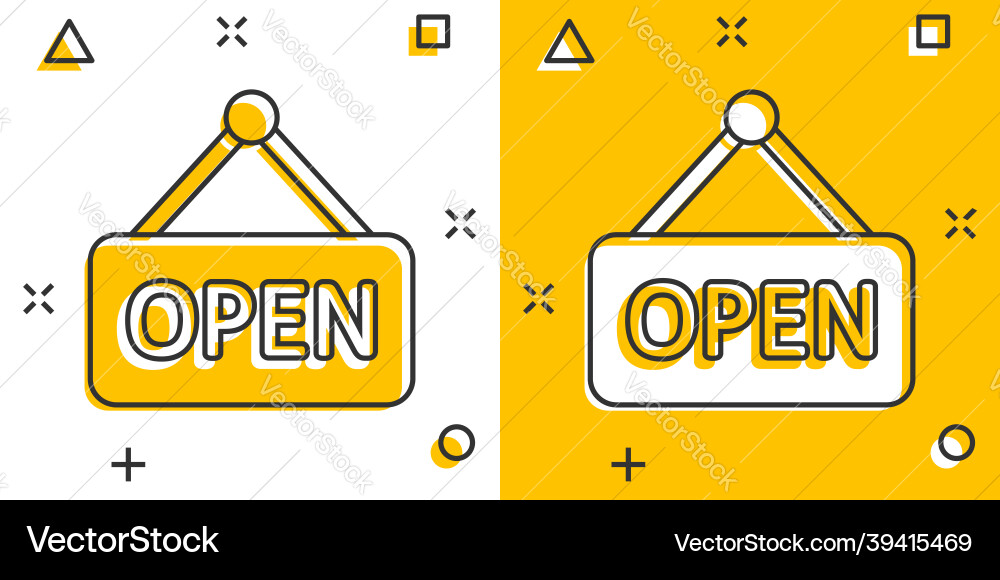 Open sign icon in comic style accessibility Vector Image