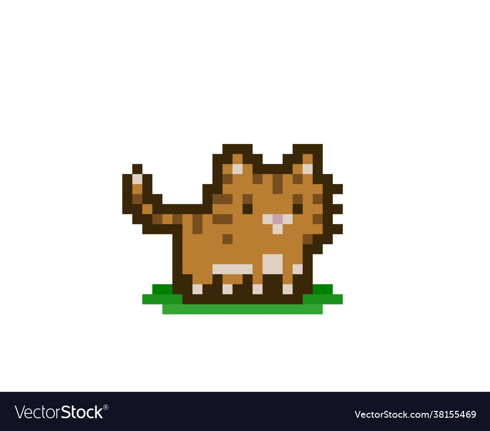 Pixel cat image for game assets Royalty Free Vector Image