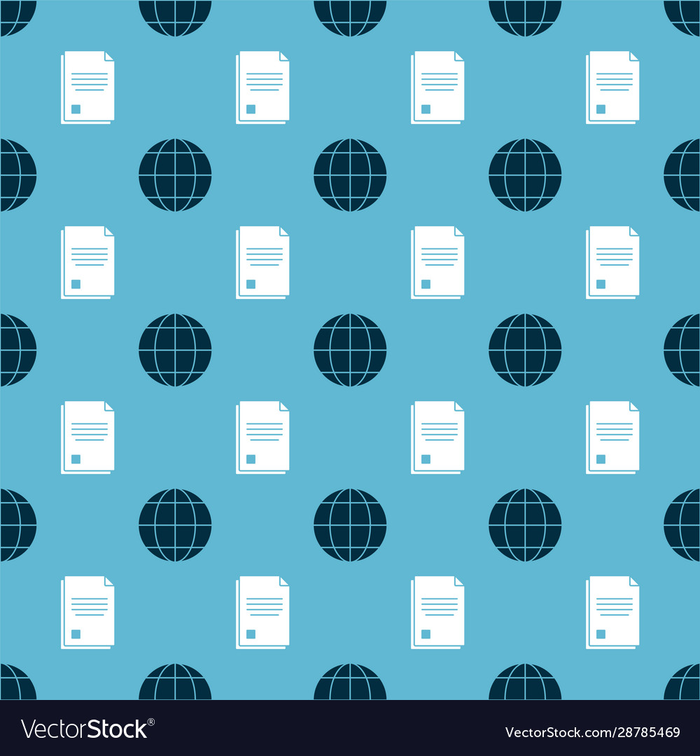 Set earth globe and file document on seamless vector image Set earth globe and file document on seamless
