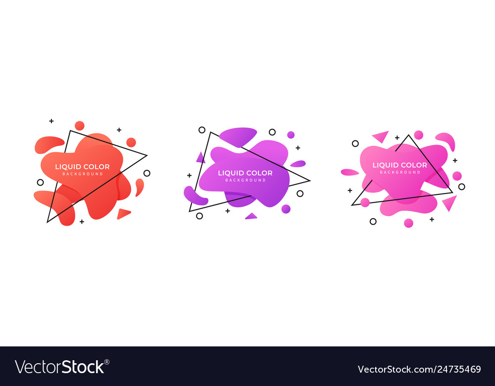 Set triangle liquid color gradient background vector image Set triangle liquid color gradient background