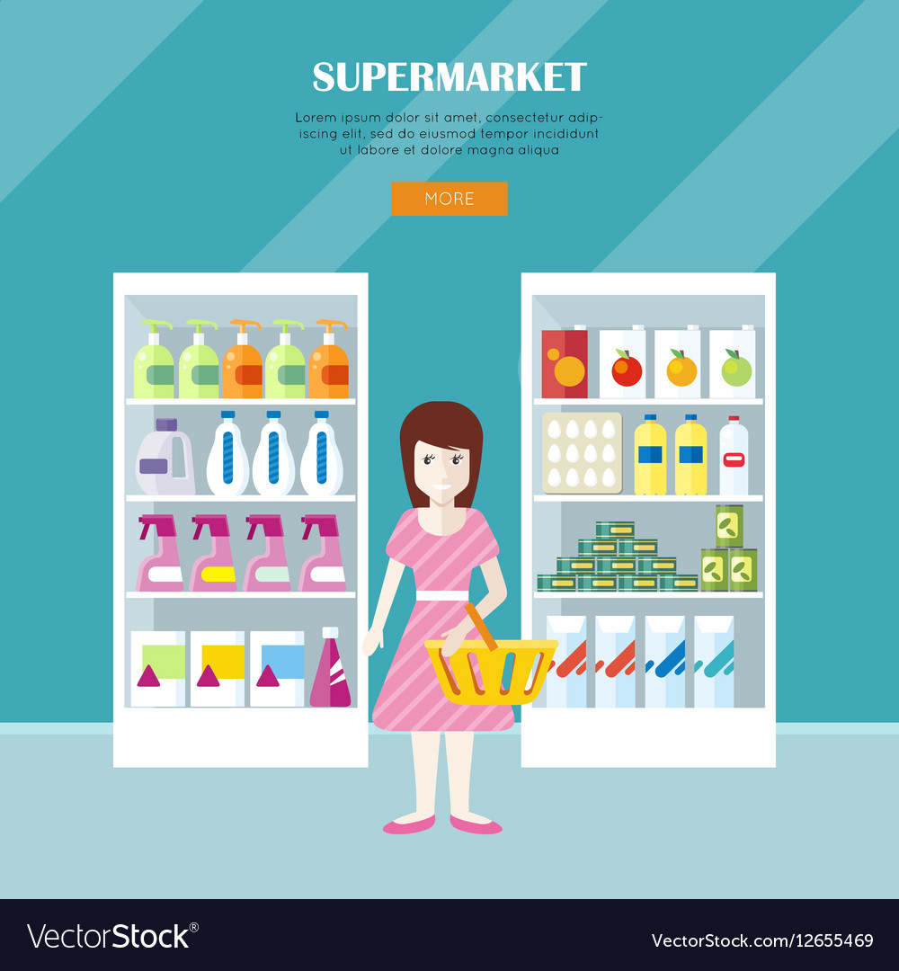 Supermarket concept web banner in flat design