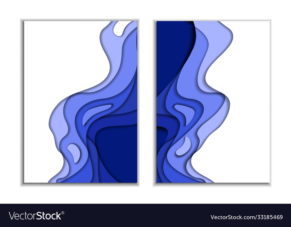 Two covers waves from blue 3d paper