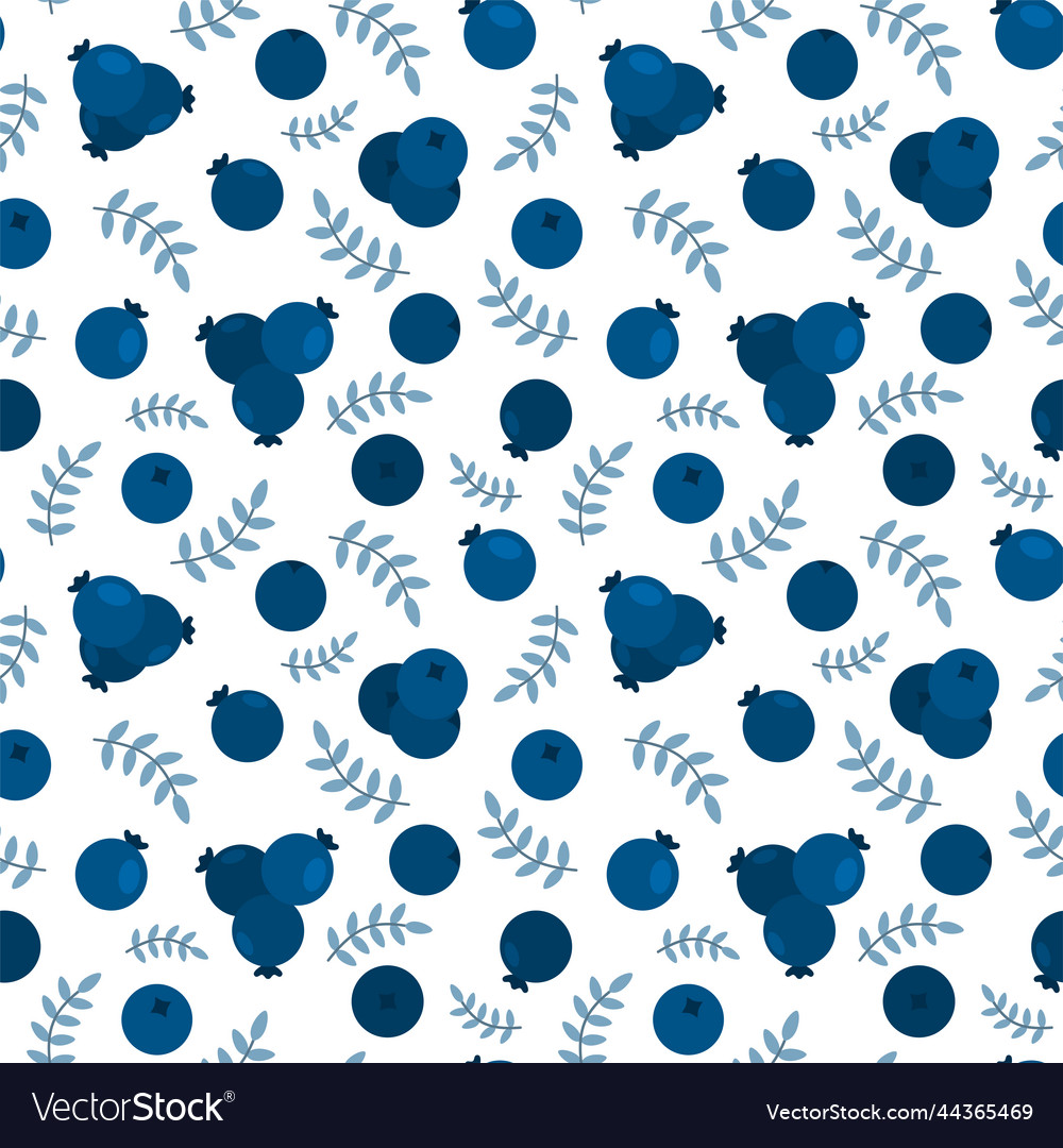 Winterblau Muster blueberry branch berry flat vector image Winterblau Muster blueberry branch berry flat