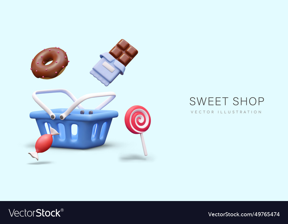 Advertisement of sweets in cartoon style concept Vector Image