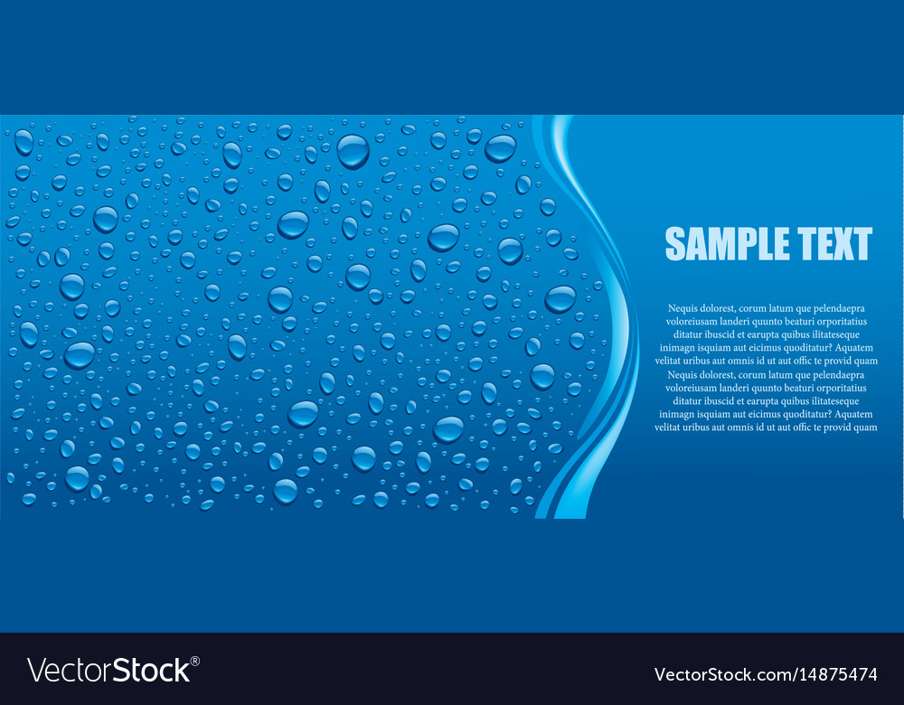 Blue Water Drops Background With Many Drops Vector Image