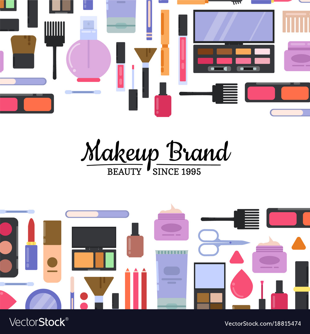 Flat style makeup and skincare background Vector Image