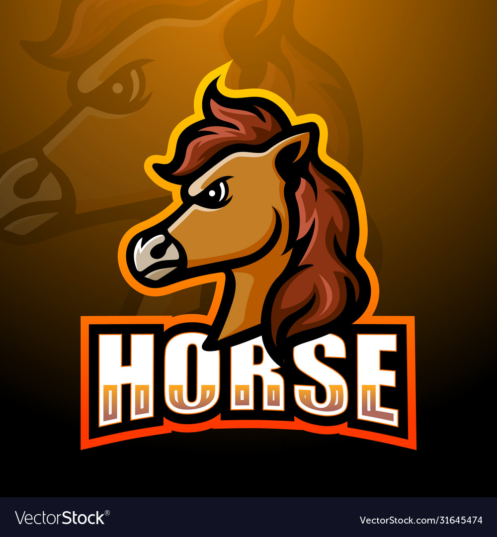 Horse head mascot esport logo design Royalty Free Vector