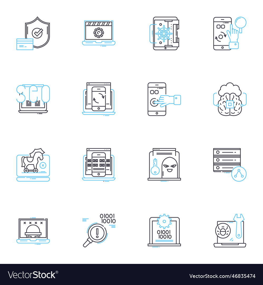 Internet realm linear icons set connectivity vector image Internet realm linear icons set connectivity