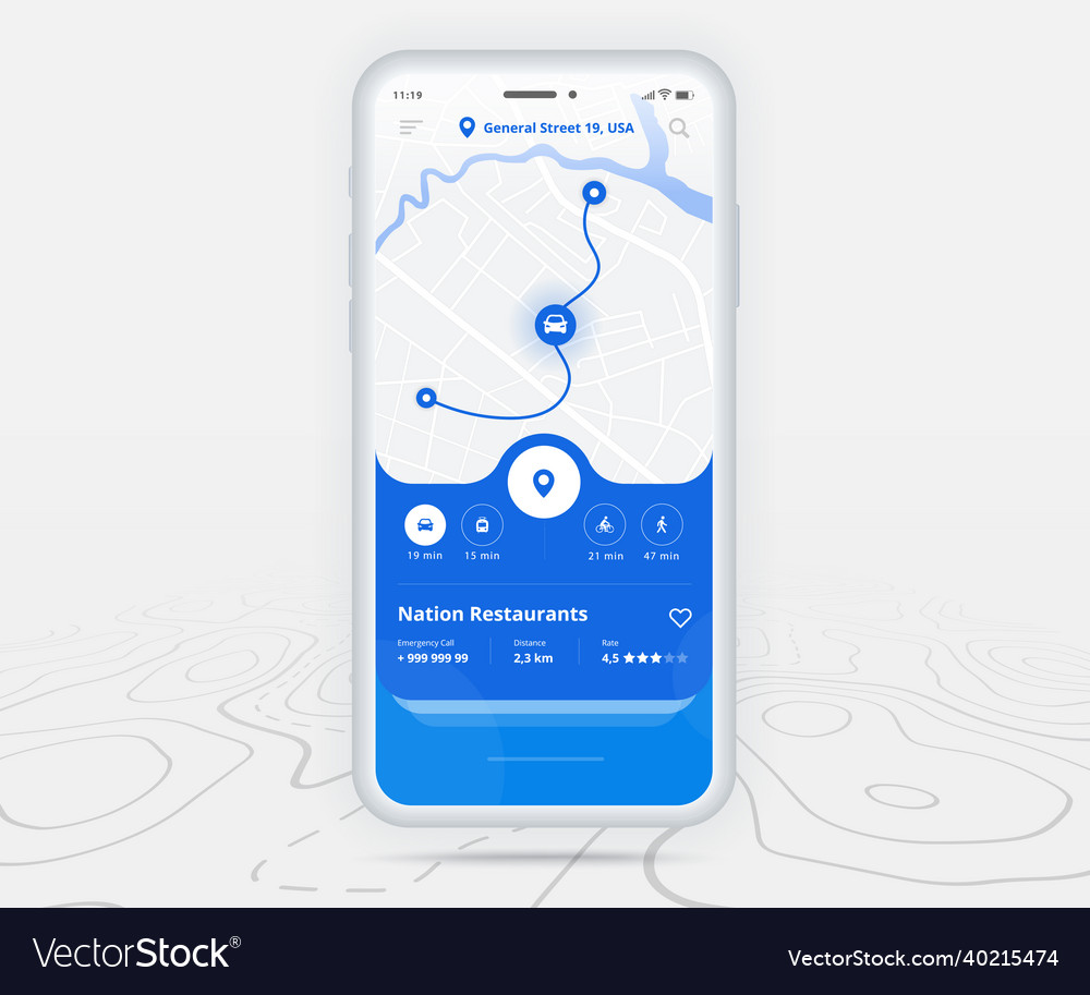 Map gps navigation ux ui concept smartphone Vector Image