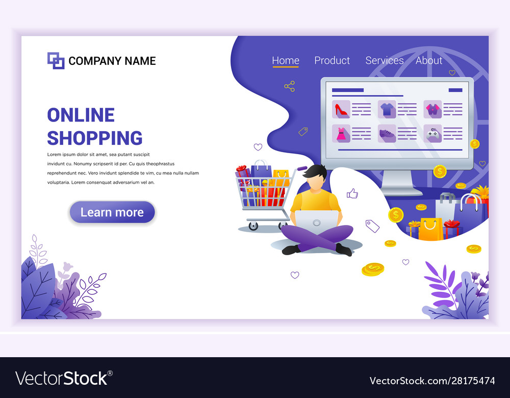 Online shopping concept with giant screen