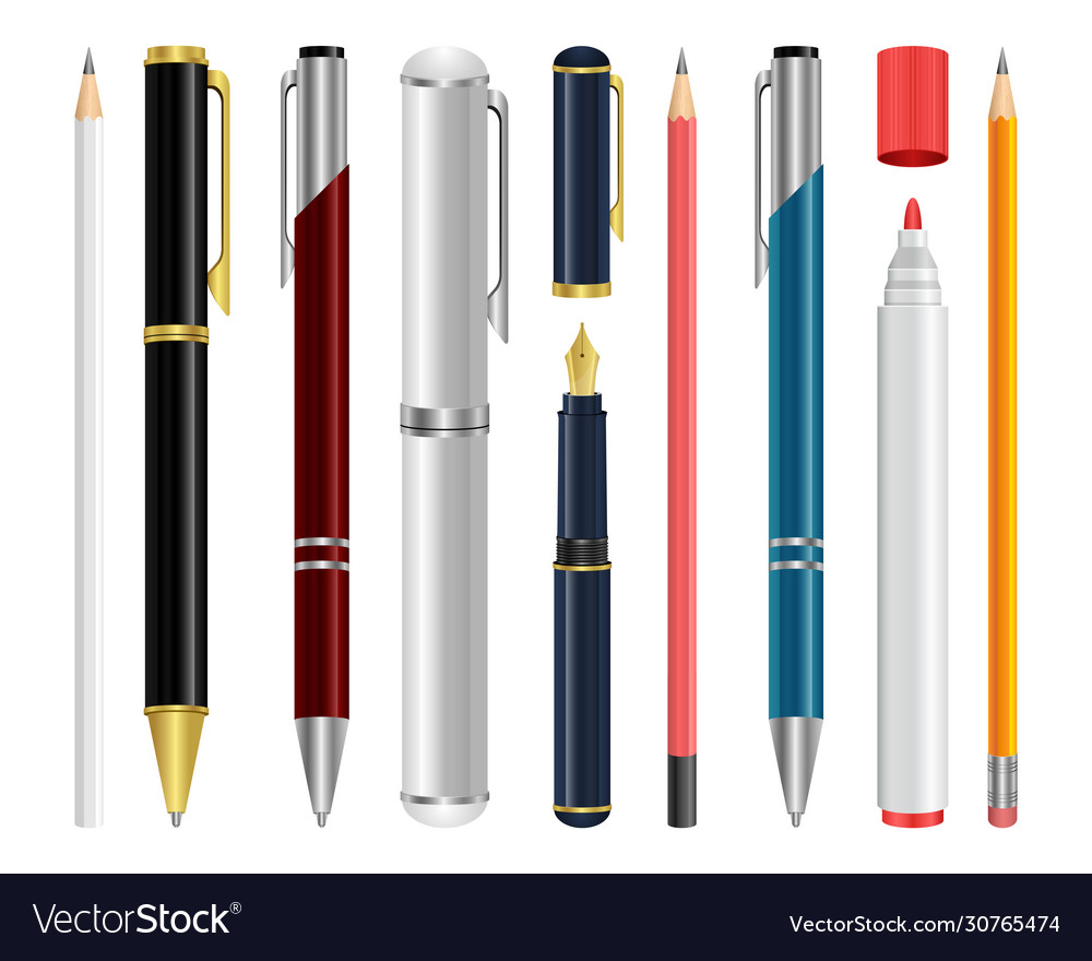 Pen set Royalty Free Vector Image - VectorStock