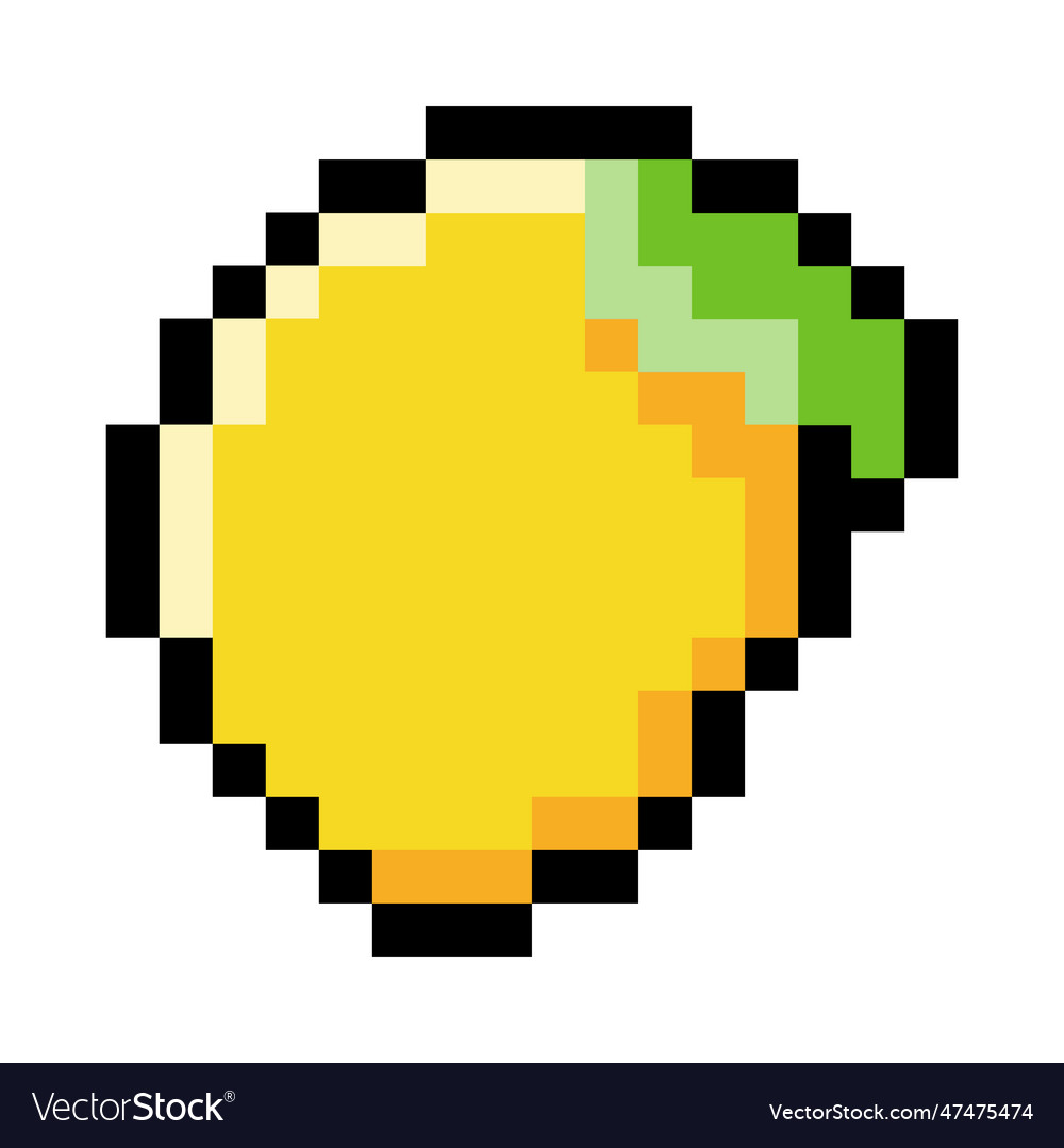 Pixel 8-bit lemon object as video game style