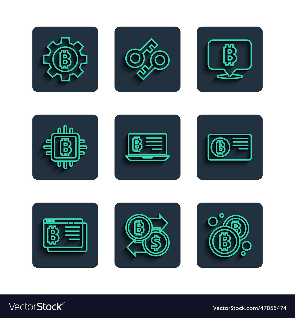 Set line bitcoin in browser cryptocurrency vector image Set line bitcoin in browser cryptocurrency