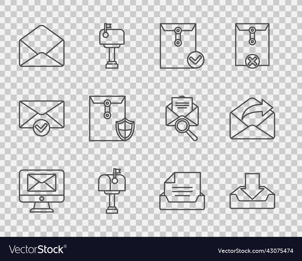 Set line monitor and envelope download inbox vector image Set line monitor and envelope download inbox