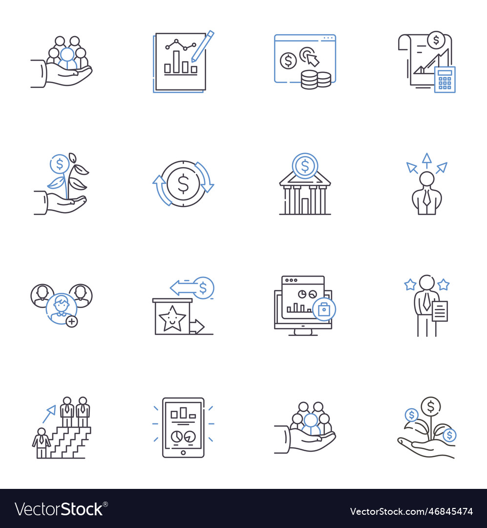 Skill utilization line icons collection expertise vector image Skill utilization line icons collection expertise