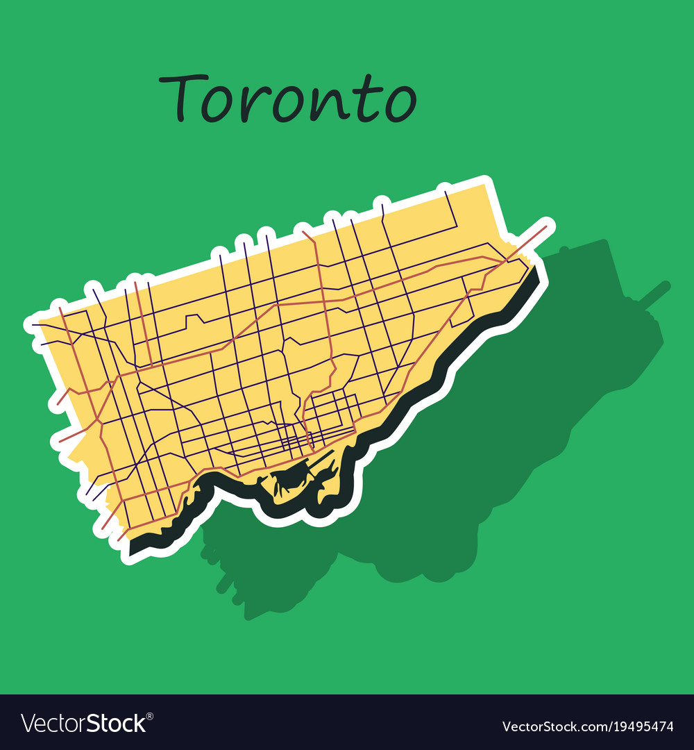 Sticker color map of toronto canada city plan of Vector Image