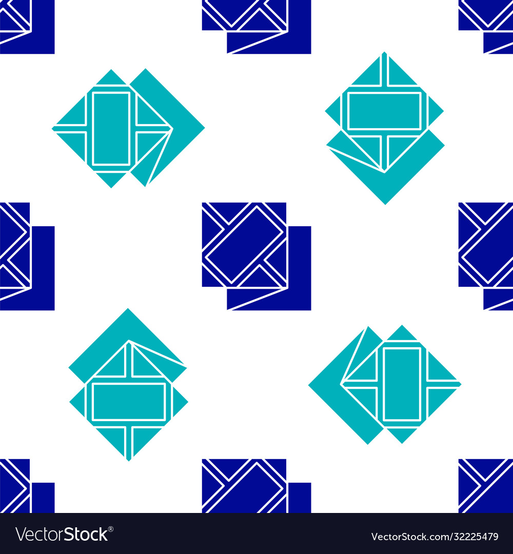 Blue folded map icon isolated seamless pattern vector image Blue folded map icon isolated seamless pattern