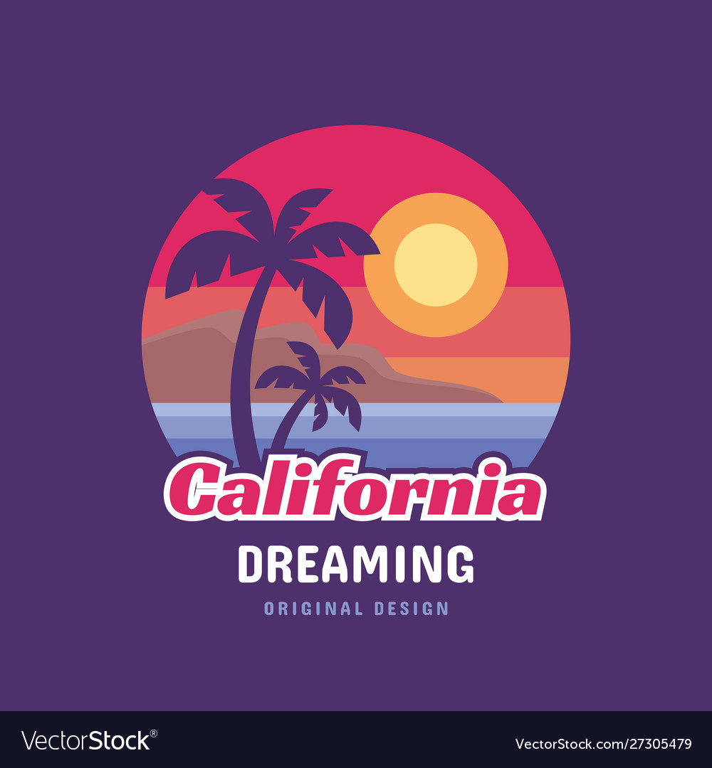 California dreaming - concept logo badge Vector Image