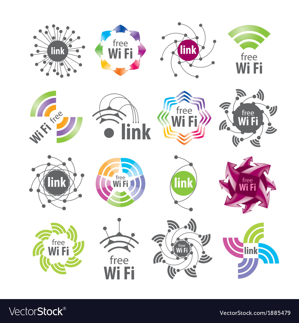 Collection of logos wifi connection