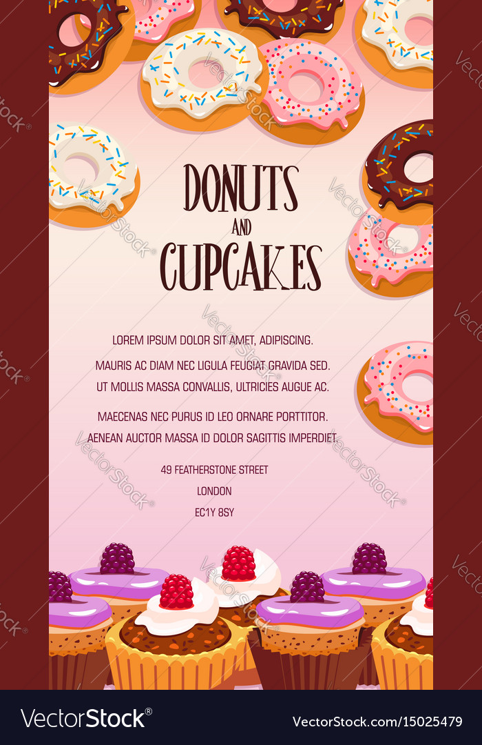 Cupcake and donut pastry dessert banner design