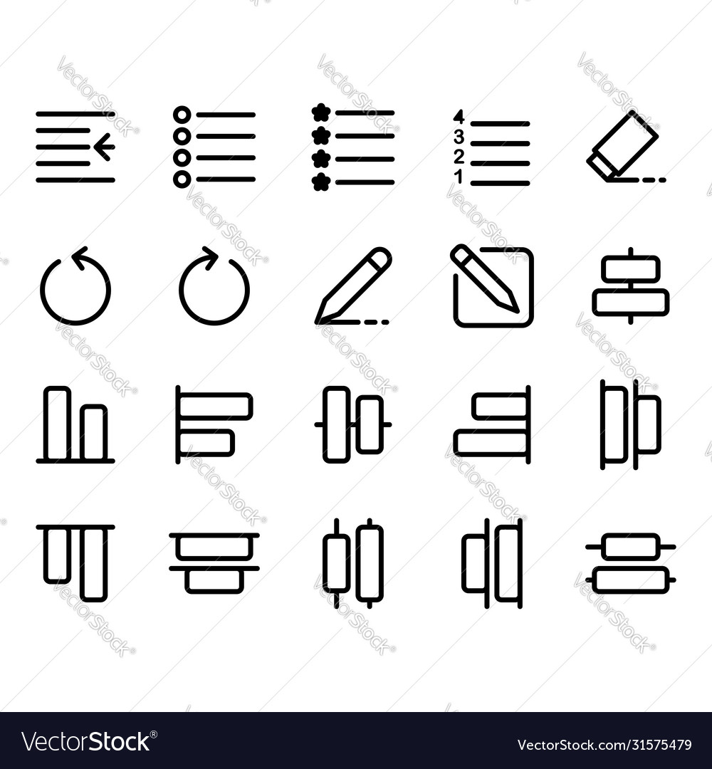 Editing text icon set include vector image Editing text icon set include