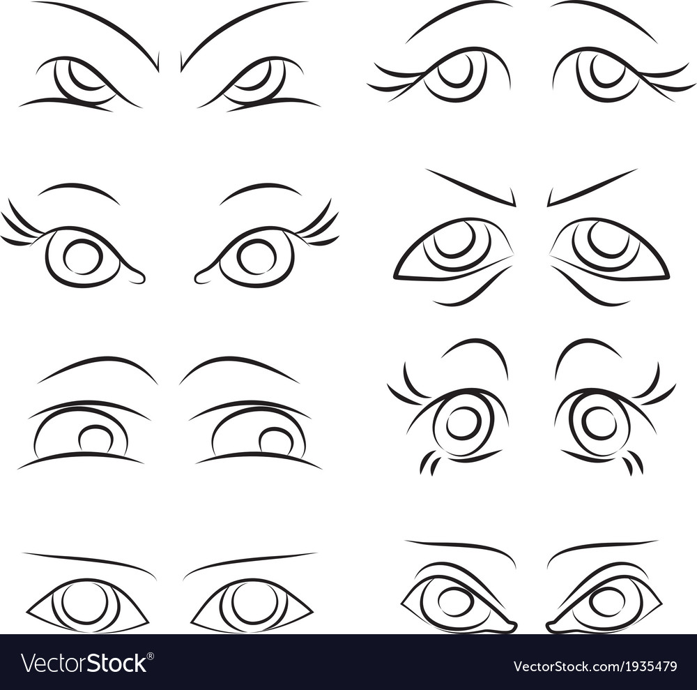 Emotions Set of pairs of eyes Royalty Free Vector Image