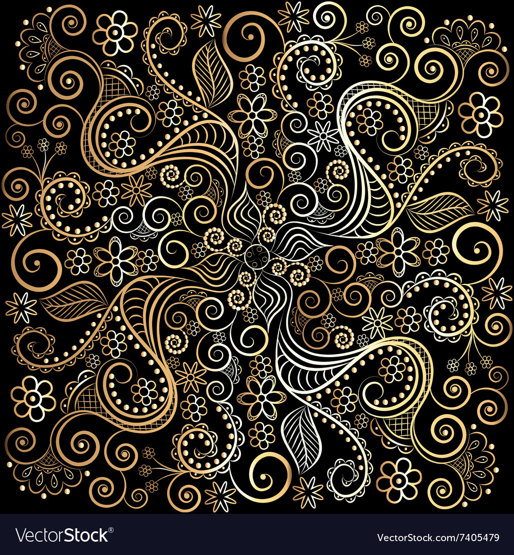 Golden circular pattern on a dark background