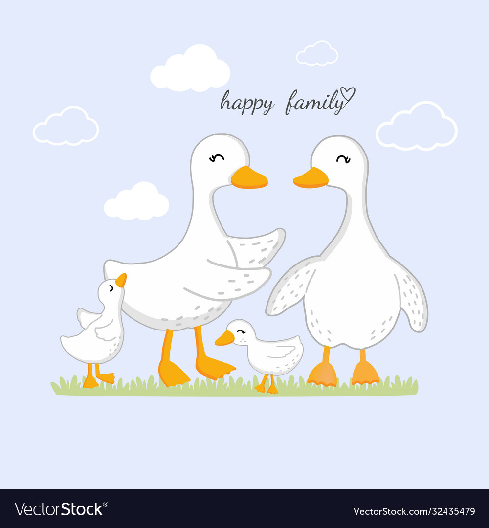 Happy family with goose family cartoon Royalty Free Vector Happy family with goose family cartoon Royalty Free Vector