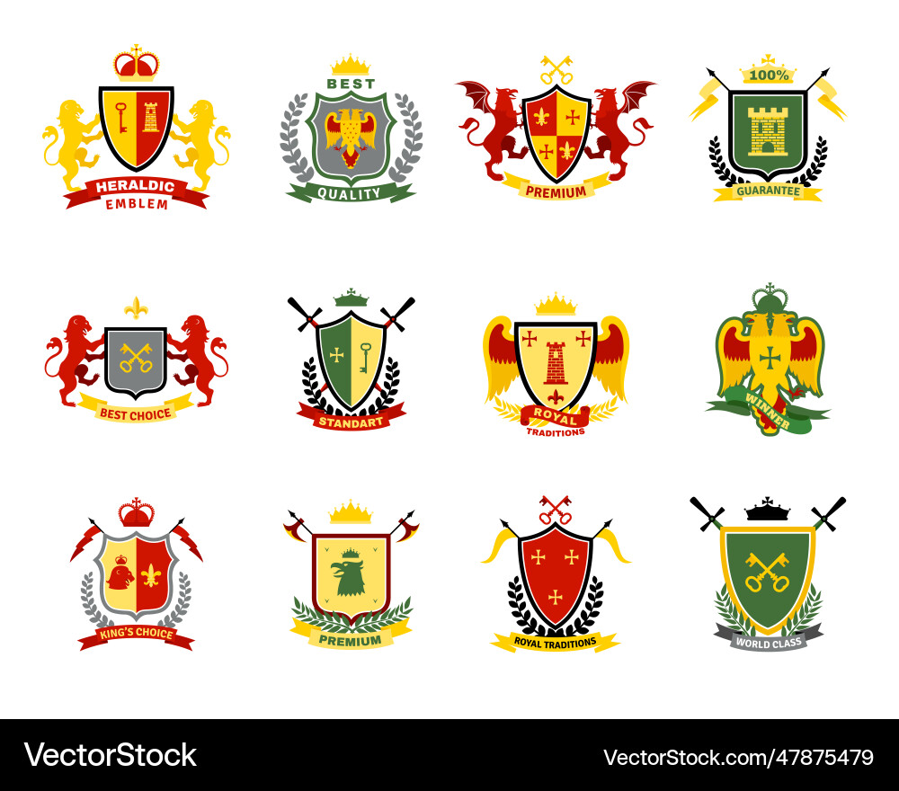Sample Set Emblems Heraldic emblems set emblems set Royalty Free Vector Image