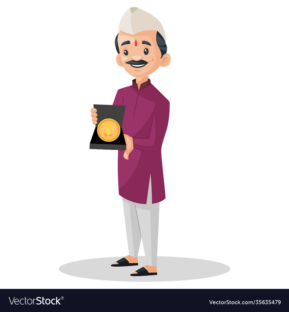 Indian marathi man cartoon Royalty Free Vector Image