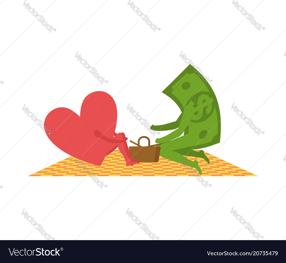 Love and money on picnic selling dollar