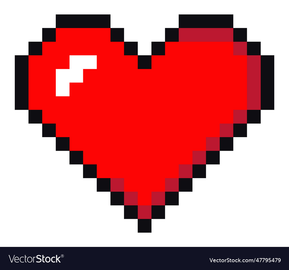 Pixel red heart icon isolated on white background Vector Image