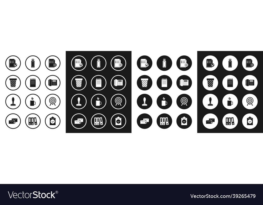 Set document with minus notebook trash can vector image Set document with minus notebook trash can