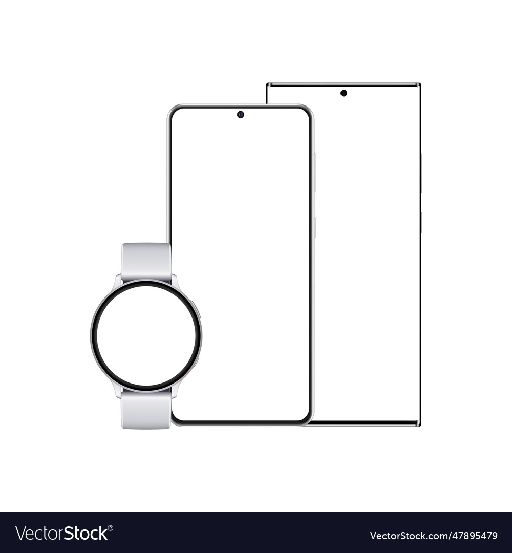 Set of mobile devices with blank screens