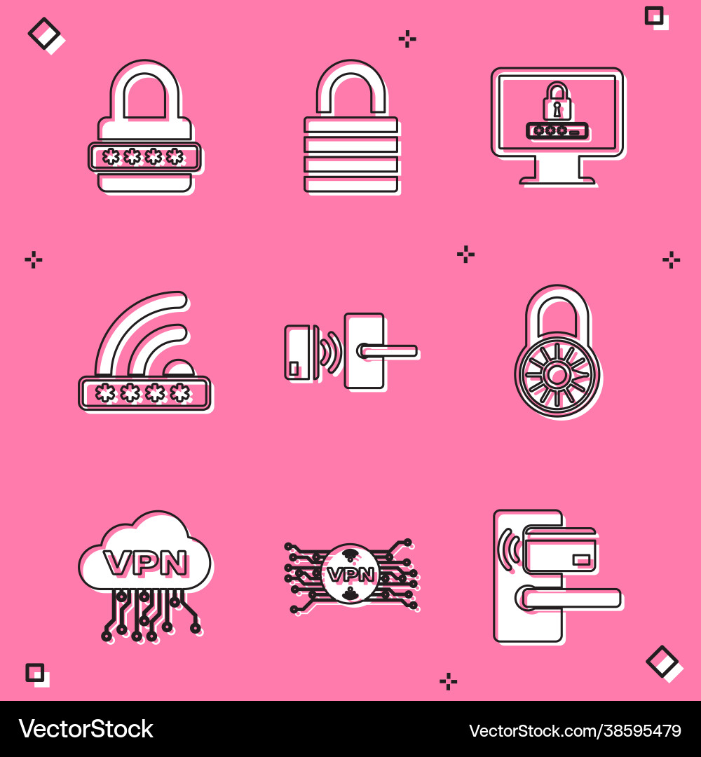 Set password protection lock monitor Royalty Free Vector